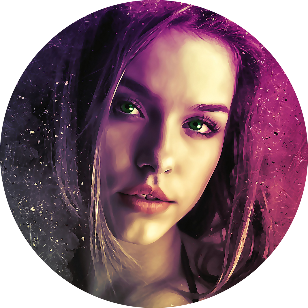 Circular portrait edited with Rounder Camera